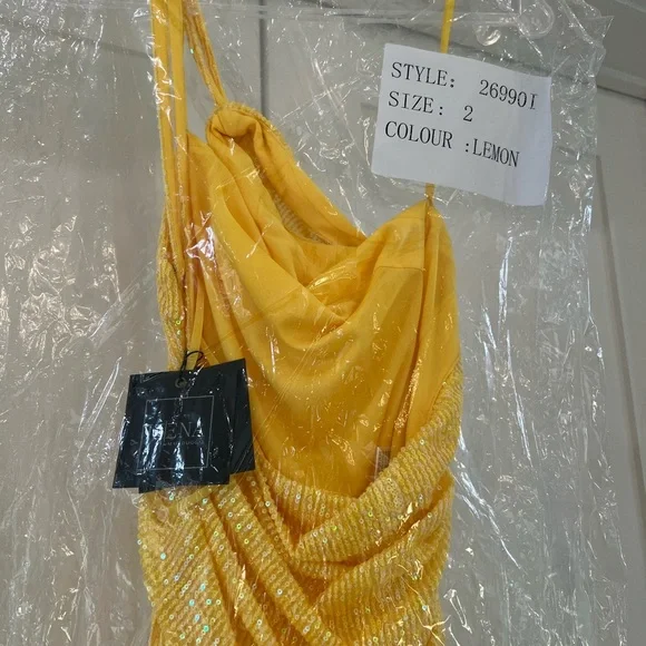 Mac Duggal One Shoulder Yellow Dress